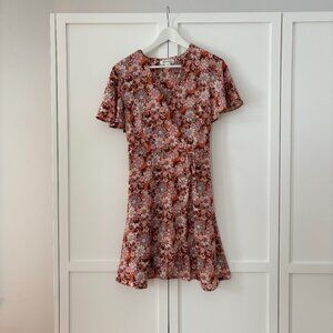Monteau of Los Angeles 70's floral faux-wrap dress (size L)